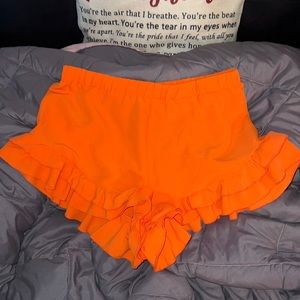 Orange Ruffle Shorts